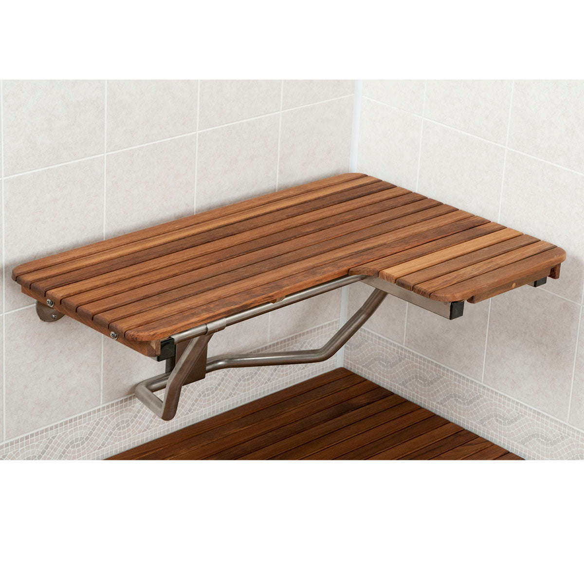 Teak ADA L-Shaped Shower Bench Seat | Teakworks4u