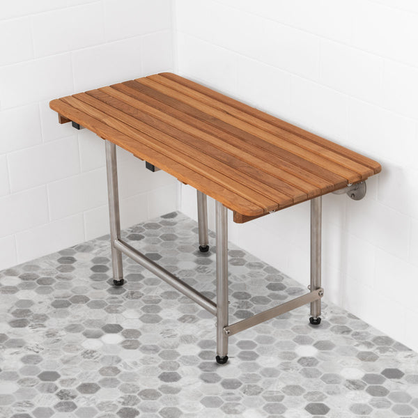 26 Drop Down Shower Seat with Legs Teakworks4u